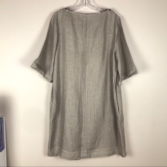 120% linen dress beaded collar - Picture 9 of 11